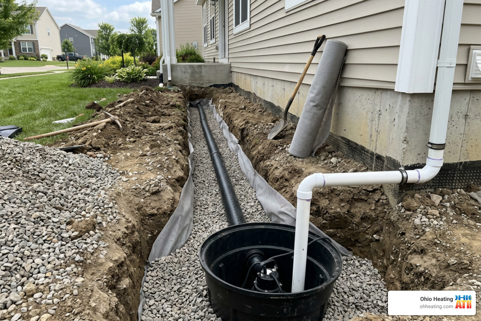french drain and sump pump installation