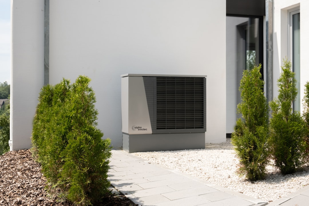 Realistic outdoor central AC condenser unit for maintenance and repair